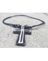 Alphabey's Black Criss Cross Buffalo Bone Necklace For Men